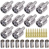 TNC Male Connector TUOLNK TNC Male Plug Crimp Connector for RG58 RG142 Coaxial Cable TNC Type Solder Connector 10 Pack