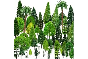 OrgMemory 36pcs Mixed Model Trees 1.5-6 inch(4-16 cm) Ho Scale Trees Diorama Supplies Model Train Scenery for Projects