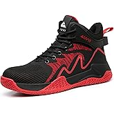 AUVYI Steel Toe Work Boots for Men – Wide Toe Lightweight Flyknit Safety Shoes, Breathable High-Top Work Boots with Anti-Slip, Shock-Absorbing & Durable Construction Footwear