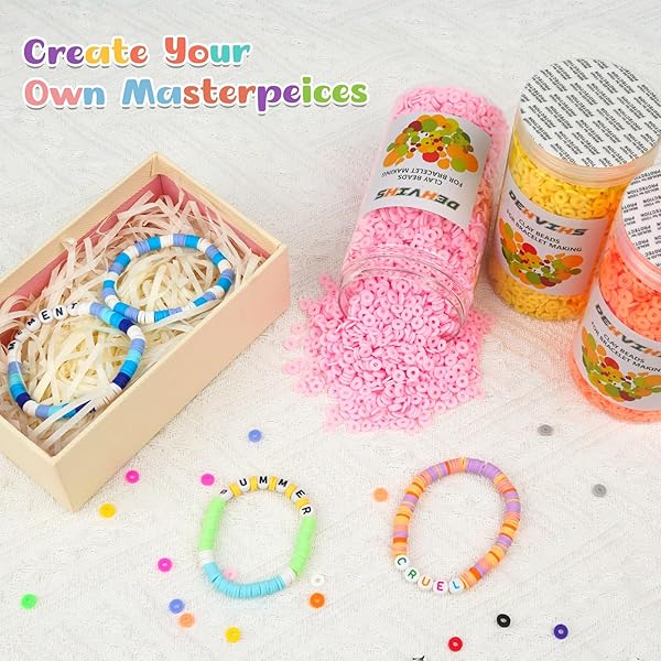 CLAY BEADS, 6000PCS YELLOW CLAY HEISHI BEADS FOR BRACELETS MAKING, FLAT ROUND POLYMER HEISHI BEADS FOR DIY JEWELRY MAKING(CANNED)