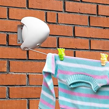 Tatkraft Strong | Hochwertige Einziehbare Wäscheleine für draußen | Wand Wäscheleine Ausziehbar 15 m | Wandtrockner Outdoor W