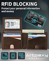 Mens Wallet With AirTag Holder, Bifold Leather RFID