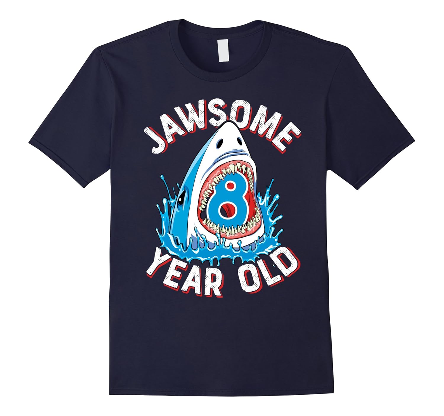 Jawsome 8 year Old Shark T-shirt Kids 8th Birthday Boys Tees-Rose