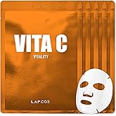 LAPCOS Vita C Sheet Mask, Daily Face Mask with Vitamin C to Renew Skin, Korean Beauty Favorite, 5-Pack