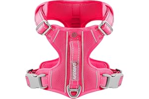 BARKBAY Dog Harness No Pull with ID Tag Pocket - Heavy Duty, Reflective, Easy Control for Large Dogs(Pink,L)