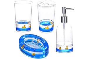 Locco Decor 4 Piece Acrylic Liquid 3D Floating Motion Bathroom Vanity Accessory Set Duck