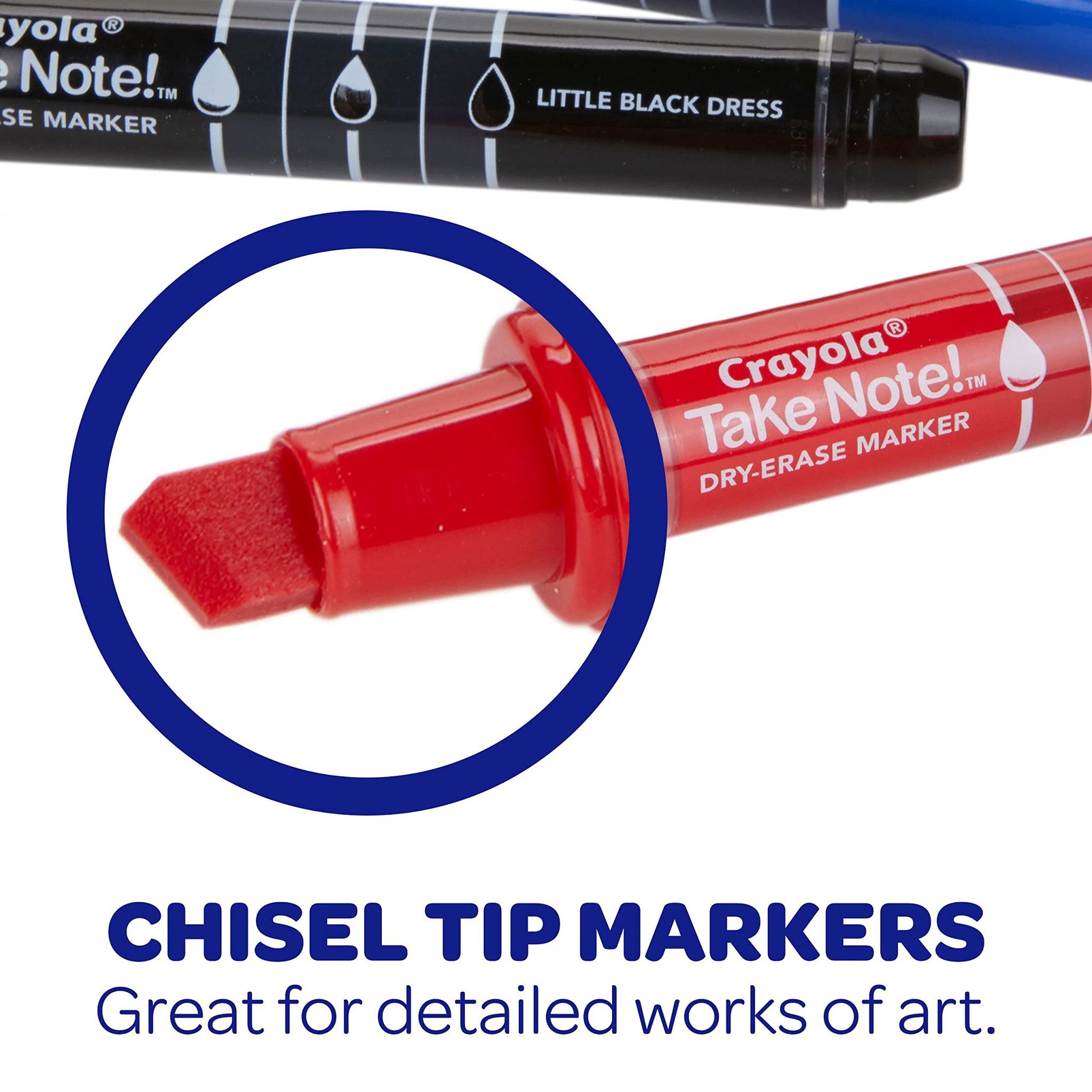 Crayola Take Note Dry Erase Markers for School (12ct) Teacher Supplies, Chisel Tip Whiteboard Markers, Essential Classroom Must Haves, Low Odor