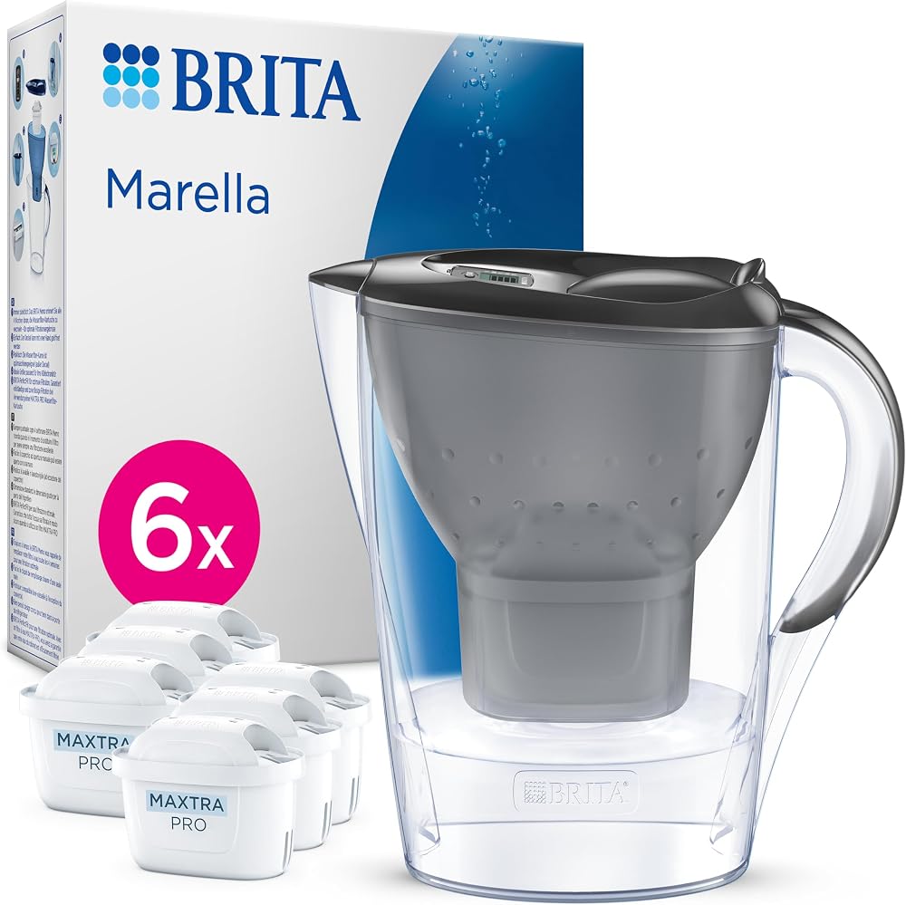 BRITA Marella Graphite 2.4L Jug with 6 MAXTRA PRO Cartridges