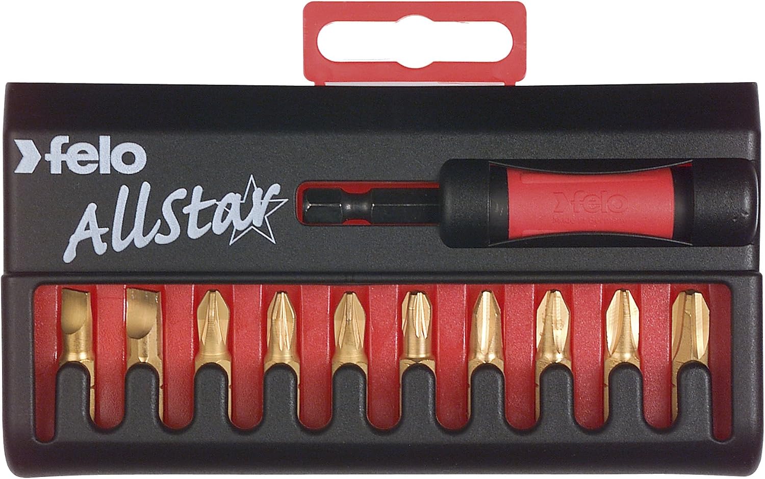 Felo Allstar 00002090176 Universal Tin Bit Box 11 Pieces, Multicolor