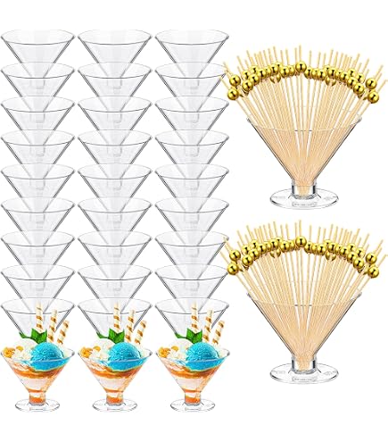 160-Piece Disposable Plastic Martini Glasses Set – 5oz Cups & Spoons For Parties