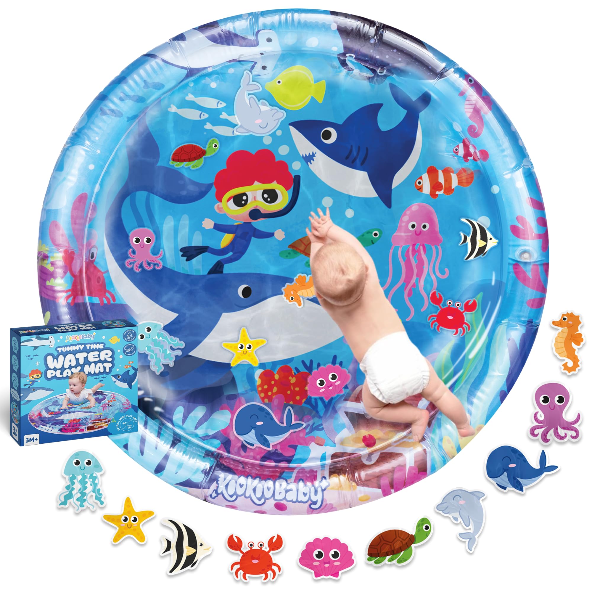 Photo 1 of KooKooBaby Tummy Time Water Mat for Babies - Xtra Large Sensory Baby Water Mat for Tummy Time & Motor Development - Leak-Proof Water Pad, Durable Infant Water Play Mats for Baby Boys & Girls 3 Months+