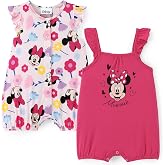 Disney Baby Girls Viscose Made from Bamboo 2 Packs Breathable Bodysuit with Ruffle Sleeves Romper Newborn to Infant
