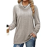 Bulotus Women's Turtleneck Sweaters 2025 Winter Long Sleeve Ribbed Knit Comfy Loose Casual Tunic Tops