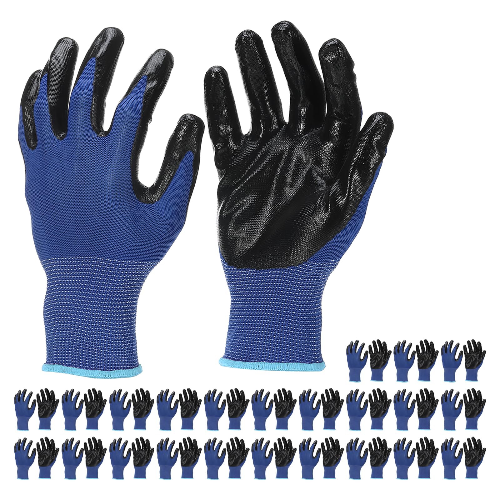 PATIKIL Safety Work Gloves Nitrile Coated, 24 Pair Non-slip Gardening Gloves Seamless Knit Working Gloves with Grip for Women Men Warehouse, Blue, X-Large Size