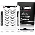Luxillia Magnetic Eyelashes with Eyeliner 10-Piece Set, Most Natural Looking Magnetic Lashes Kit with Applicator, Best 8D, 3D Look, Reusable Fake Eye Lash, No Glue, Strongest Waterproof Liquid Liner
