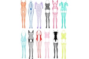 Fishnet Lingerie for Women Sexy Long Mesh Bodysuit Stockings Lace Babydoll Nightwear