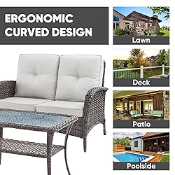 HUMMUH 4-Piece Patio Furniture Wicker Outdoor