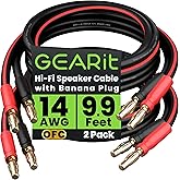 GEARit 14 AWG Speaker Cable Wire with Banana Plugs (2 Pack, 9.9 Feet - 3 Meter) 14Ga Gauge Banana Wire for Bi-Wire Bi-Amp HiF