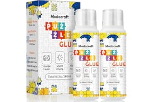 MODACRAFT 2 Pack 120ml Jigsaw Puzzle Glue with New Sponge Head, Suitable for 1000/3000/5000 Pieces of Paper and Wood Puzzle, Clear Water-Soluble Quick Dry Jigsaw Puzzle Glue, 240ml in Total