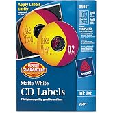 Avery Inkjet CD Labels, Matte White, 100/Pack