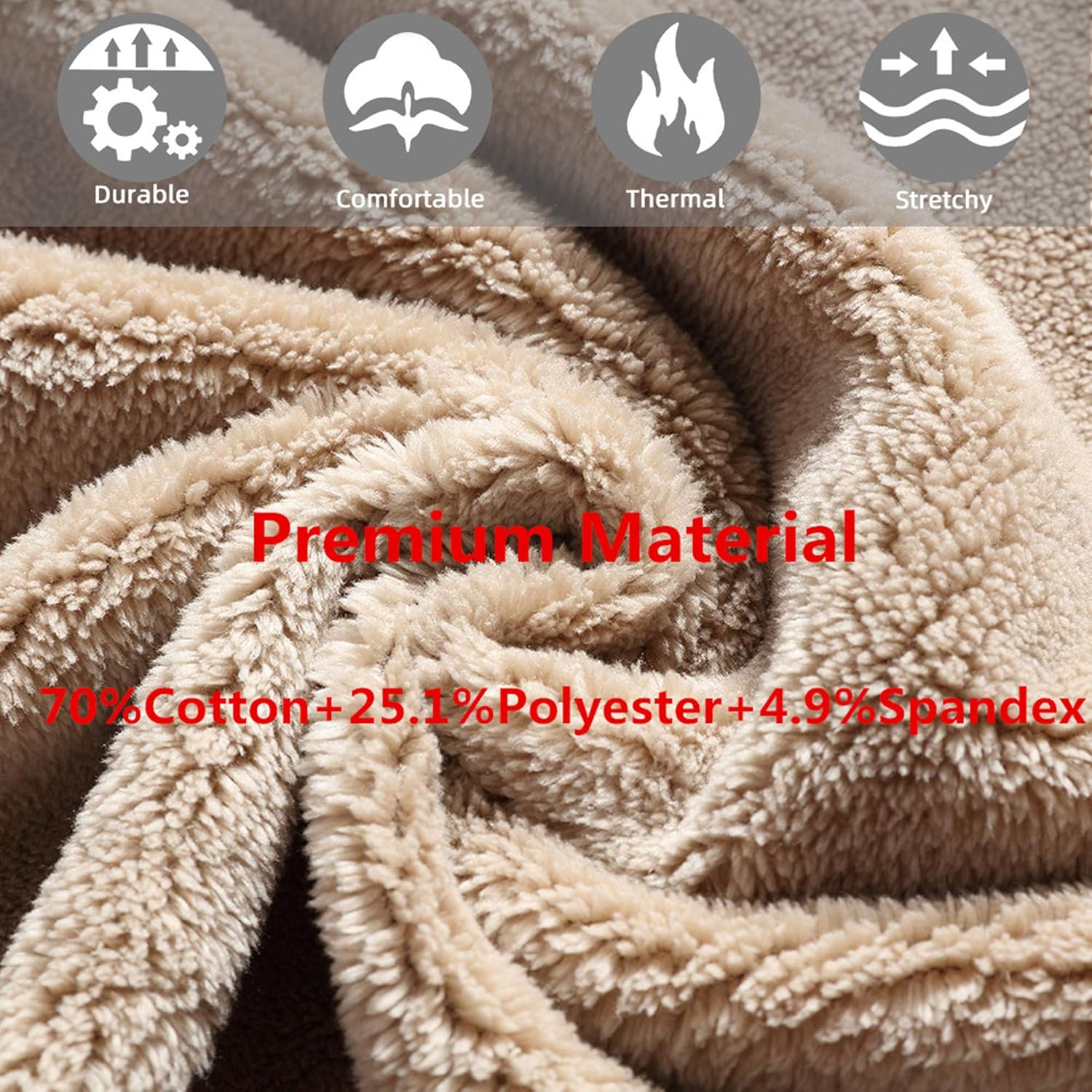 Men's Fleece Jackets Hoodies Casual Sherpa Lined Sweatshirts with Zipper Pockets Sweater: Clothing