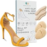 Walkize Ball of Foot Cushions and Heel Grips, 1 Pair Each, Beige | Beige polyurethane gel set: one pair of anti-slip metatarsal pads plus one pair of heel grips.