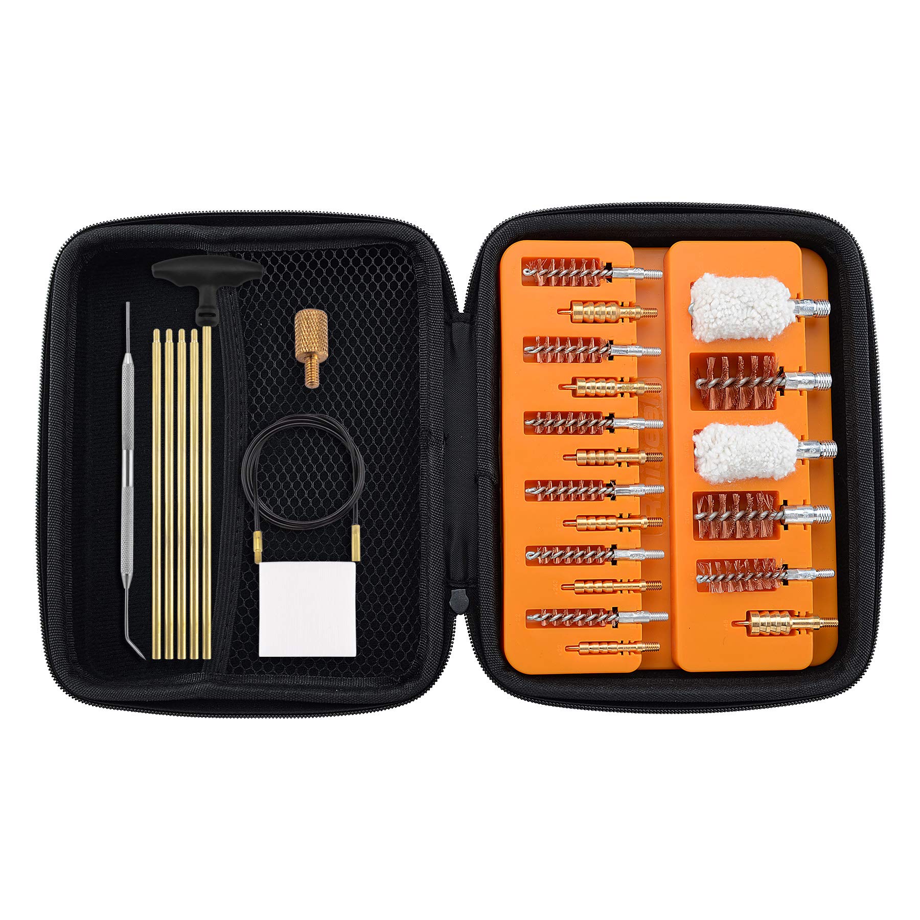 BOOSTEADY Gun Cleaning Kit for Rifle Pistol Shotgun .223/5.56MM .30/7.62MM .357/9MM .40 .45 12GA 20GA Brass Jags and Bronze Bristles Bore Brush