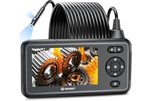 T TAKMLY Industrial Endoscope Borescope Inspection Camera with Light, Dual Lens Snake Drain Bore Scople Digital Cameras 1080P, 4.3 Inch LCD Screen, 16.5FT Semi-Rigid Cable (Black)