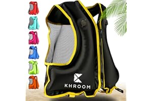 Khroom Inflatable Snorkel Vest for Adults and Teenagers | 60"-75" Height | 90-220 lbs | V2 2025 Model | Buoyancy Jacket for Snorkeling and SUP - Snorkel Vest, Buoyancy Aid