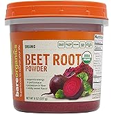 BareOrganics Beet Root Powder – Organic Superfood Dietary Supplement, Vegan, USDA Certified Organic, Non-GMO, Gluten-Free, Pure Beta Vulgaris Beetroot - 8 oz