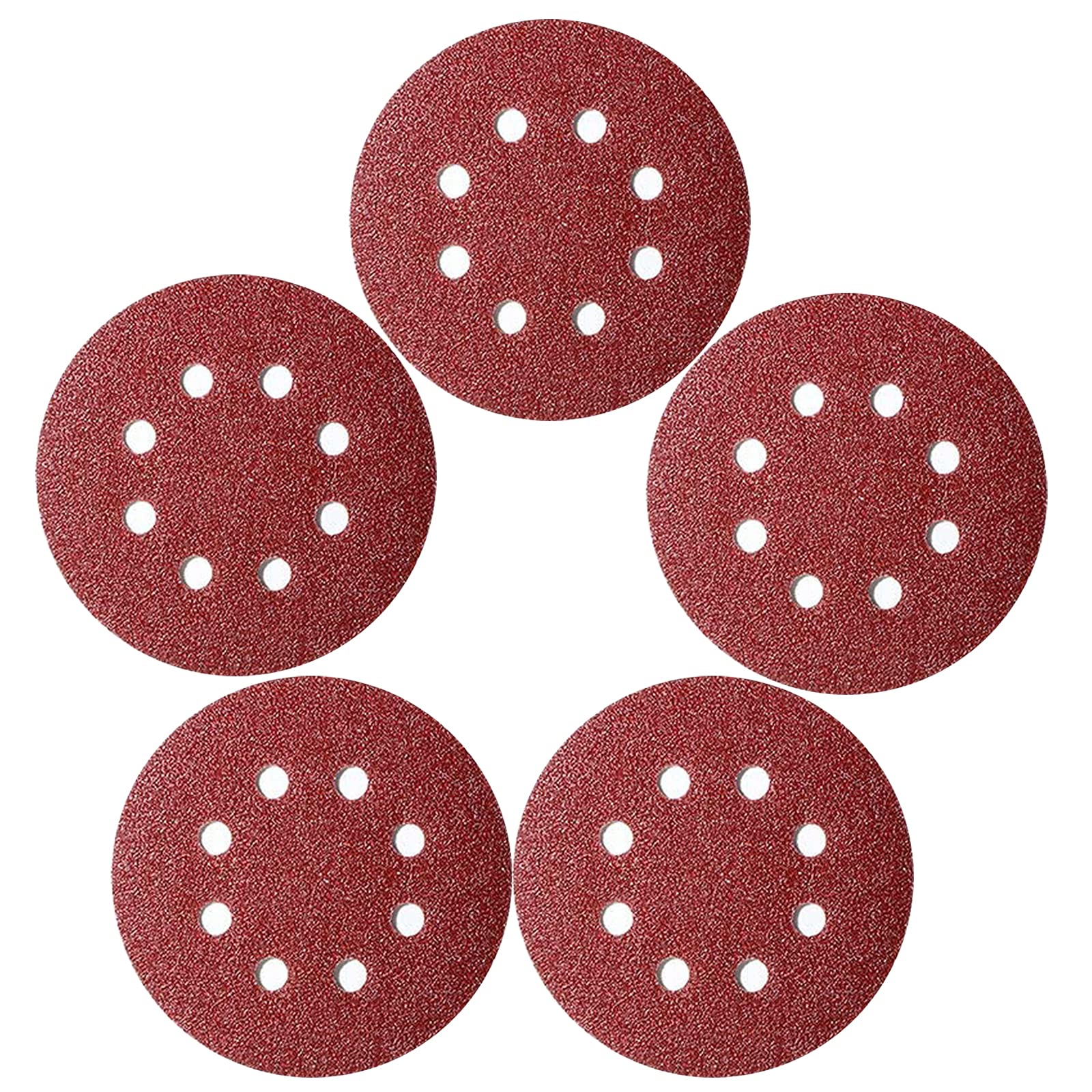 50 Pcs 125mm Sanding Discs Pads, Premium 8 Hole 60 Grit Hook and Loop Sandpaper Sheet for Random Orbital Sander.