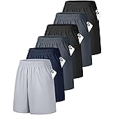 OYGSieg 6 Pack Mens Mesh Athletic Basketball Shorts Gym Shorts with Pockets, Quick Dry Workout Running Shorts Casual for Men