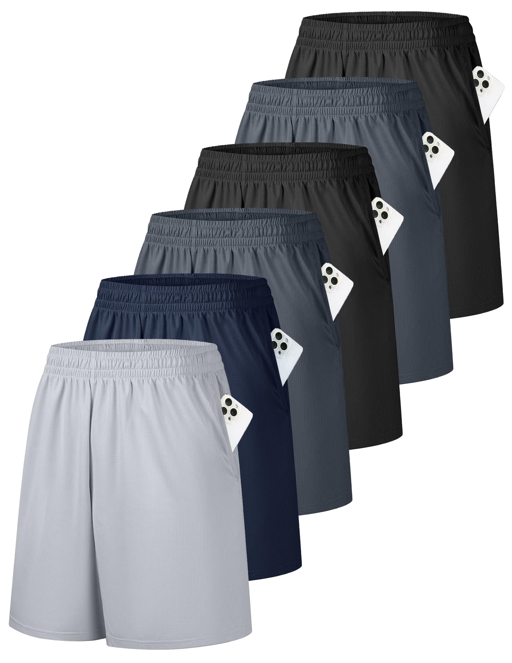 OYGSieg 6 Pack Men Basketball Shorts SetB M
