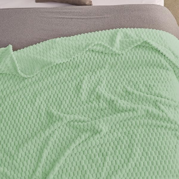 KORBLISS SUPER SOFT FLEECE KING SIZE BLANKET 90X90 INCHES FOR BED, PREMIUM SILKY WITH 3D IMITATION TURTLE SHELL JACQUARD DECORATIVE BLANKETS, LIGHTWEIGHT AND COZY FOR LIVING ROOM.SAGE GREEN