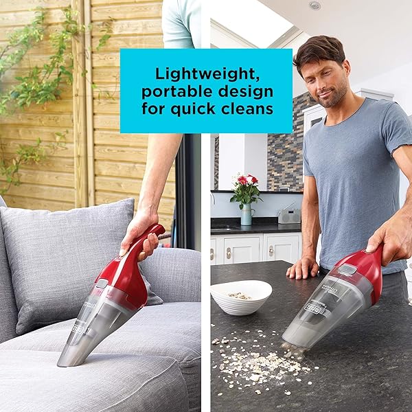 BLACK+DECKER DUSTBUSTER QUICKCLEAN HANDHELD VACUUM, CORDLESS, LIGHTWEIGHT & PORTABLE, ERGONOMIC DESIGN, RED