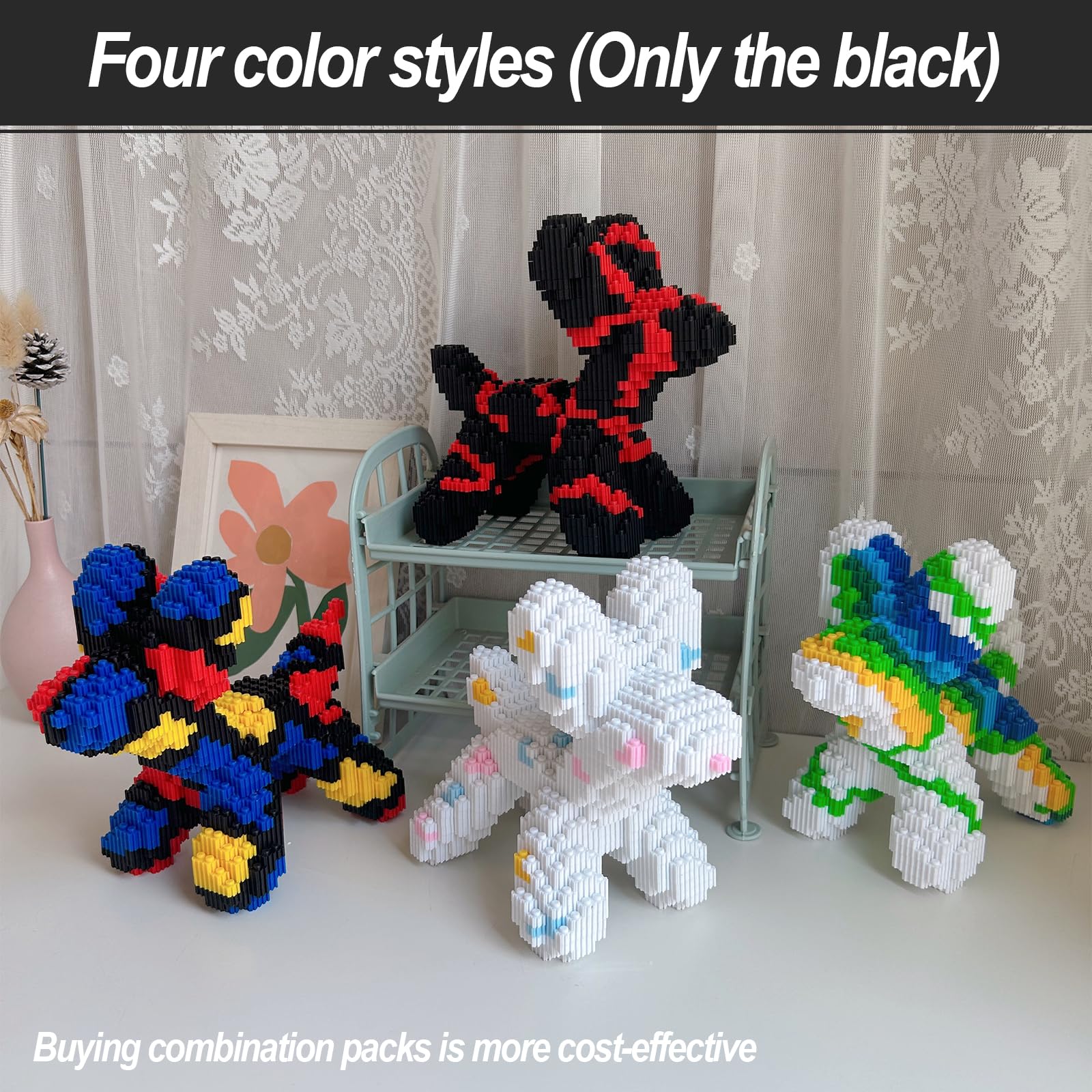 Balloon Dog Micro Building Blocks Set,DIY Unique Decoration Home,2000 PCS Building Bricks Compatible with Lego, Perfect Creative DlY Gift (Black)