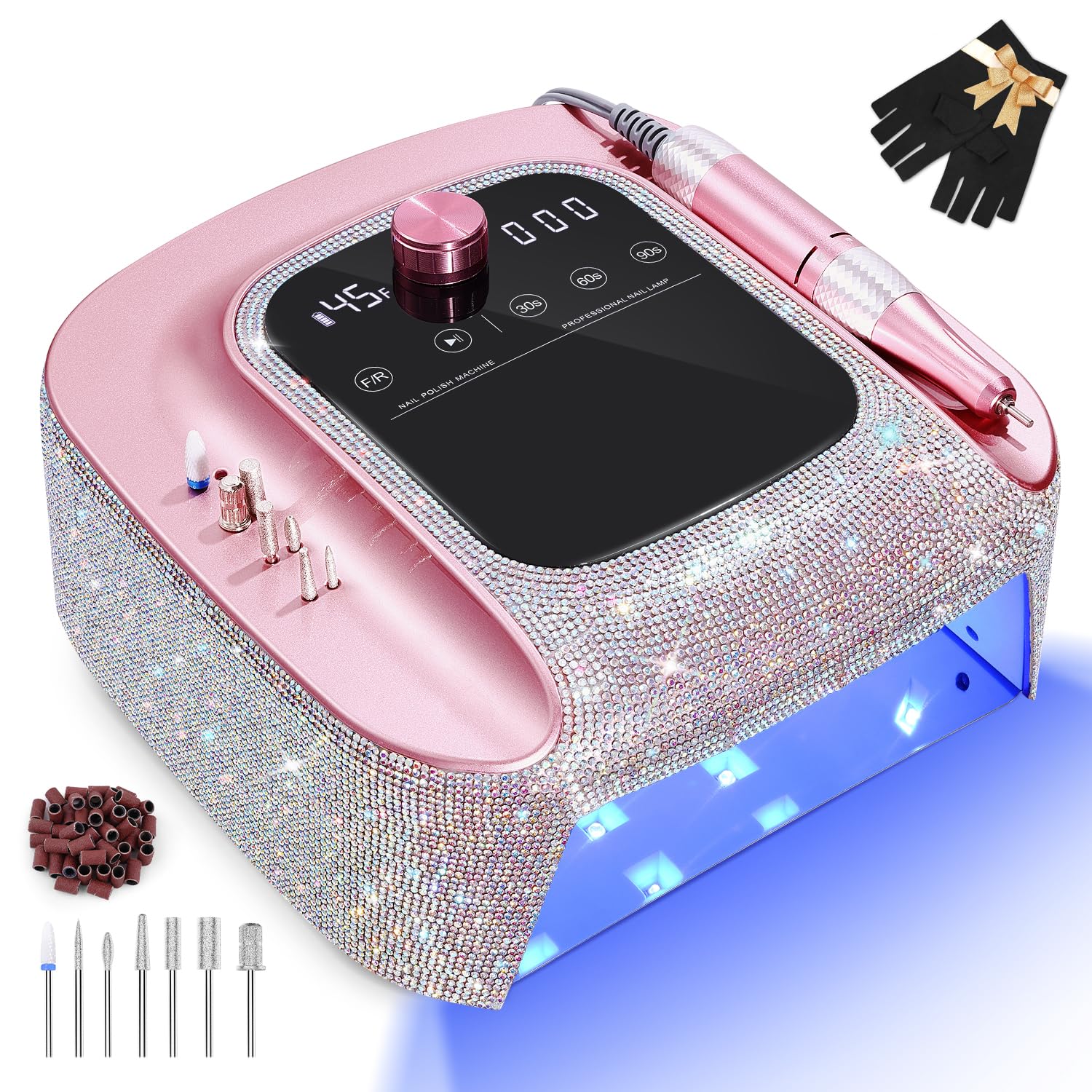 Photo 1 of 2-in-1 Rechargeable Cordless UV LED Nail Lamp & Electric Nail Drill Kit with Auto Sensor, LCD Display,45000 RPM Professional Gel Nail Dryer Machine for Home Salon Use & Training Nail Art Practice