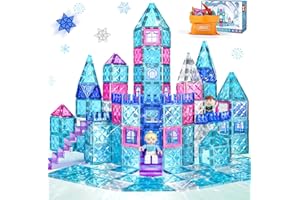YESHIN Magnetic Tiles, 80 Pcs Magnet 3D Building Blocks Toy for Ages 3+, Frozen Construction Playboards, Montessori Toys, STEM Toys Christmas Toy Gift for Kids Boys and Girls