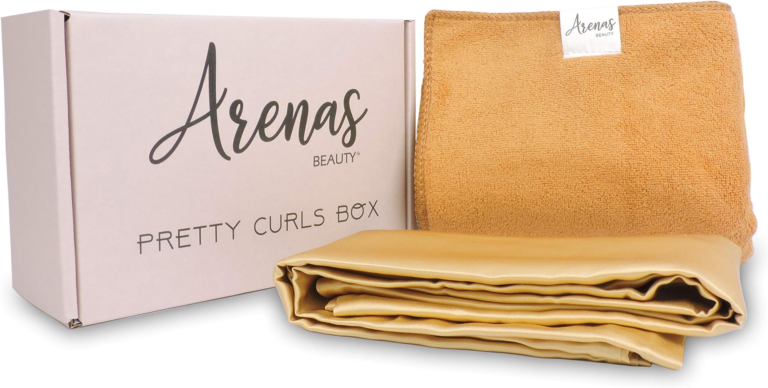 Arenas Beauty Silk Pillowcase for Hair and Skin and Large Microfiber Hair Towel for Curly Hair, Long & Thick Hair, Anti Frizz Premium 19 Momme Pure Mulberry Silk, Queen Size with Hidden Zipper