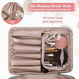 HCFGS Travel Makeup Bag with Detachable Pouch & Brush Holder Grey view 3