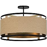 Minka Lavery 3869-726 Windward Passage Semi-Flush, 4-Light, 240 Total Watts, 20.5-in H x 14.13-in W, Coal Black and Soft Bras