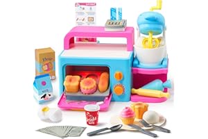 lalalark Bakery Shop Pretend and Play Toddler Toy with Light & Sound Oven, Realistic Mixer, Color Changing Cookies, 20 Pieces Play Kitchen Food Accessories, Girls Toy Birthday Gift for Boys Kids