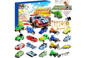 Advent Calendar 2025 for Kids, Christmas Countdown Calendar for Boy with Pull-Back Cars Trucks, 24 Days Xmas Count down Set f