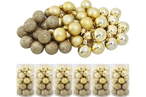 TKYGU 144 PCS /6 Set Christmas Ball Shatterproof Ornaments Small Christmas Decorations Tree Balls for Holiday Wedding Party Decoration, Tree Ornaments 1.18 Inch(Gold)