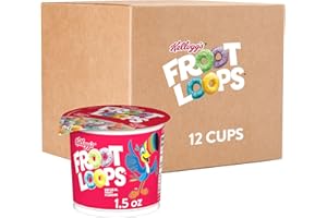 Kellogg's Froot Loops Breakfast Cereal Cups, Fruit Flavored, Breakfast Snacks with Vitamin C, Original, 18oz Case (12 Cups)