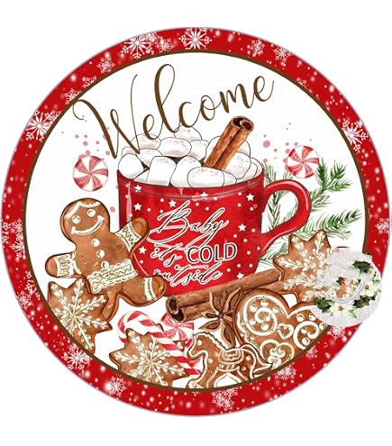 Cartello Rotondo Di Latta "Merry Christmas" 30,5 Cm - Decorazione Natalizia Buffalo Plaid Rosso E Nero Per Fattoria