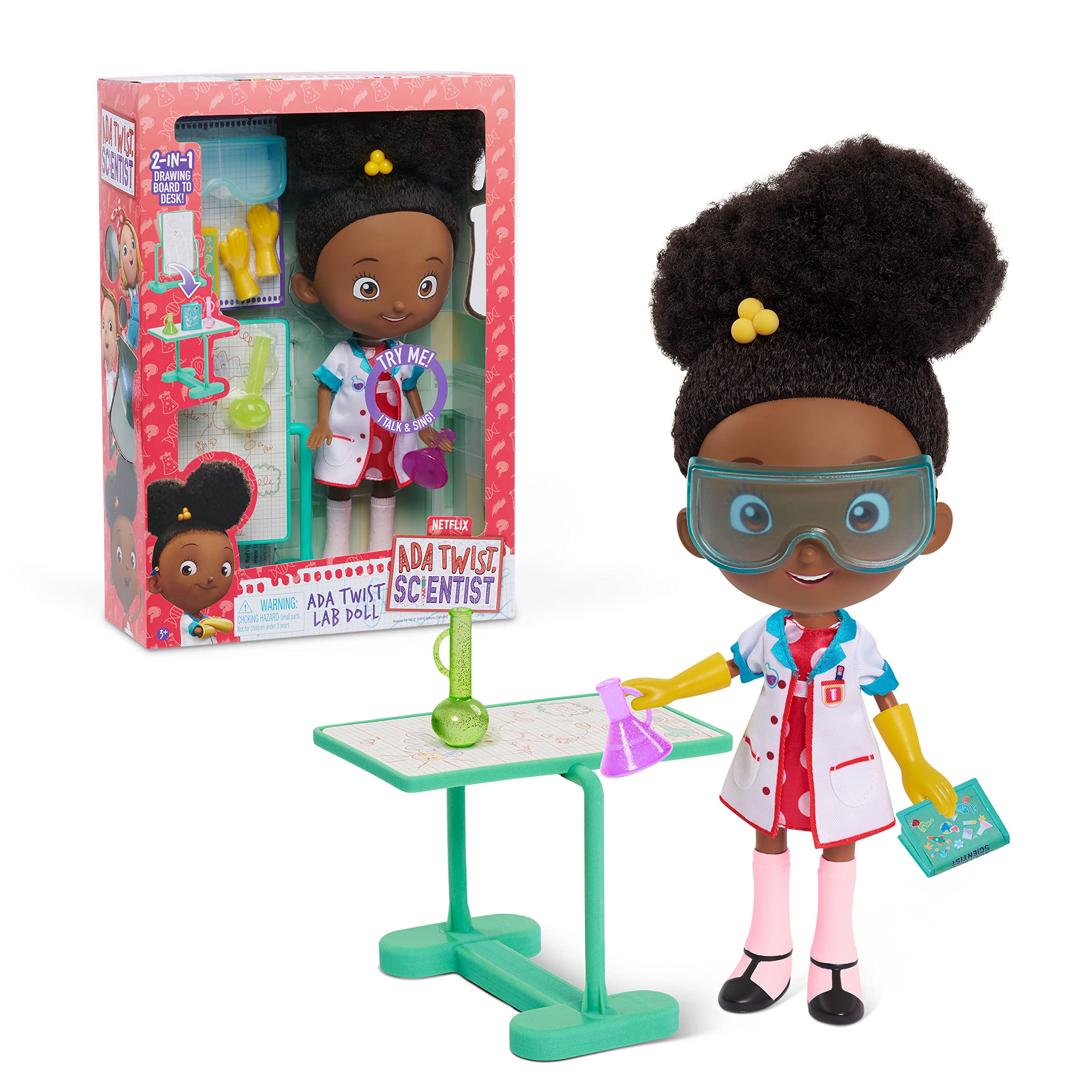 Just Play Ada Twist, Scientist Ada Twist Lab Doll, 12.5 Inch Interactive Doll with Research Lab Accessories, Talks and Sings The The Brainstorm Song, Kids Toys for Ages 3 Up, Gifts and Presents
