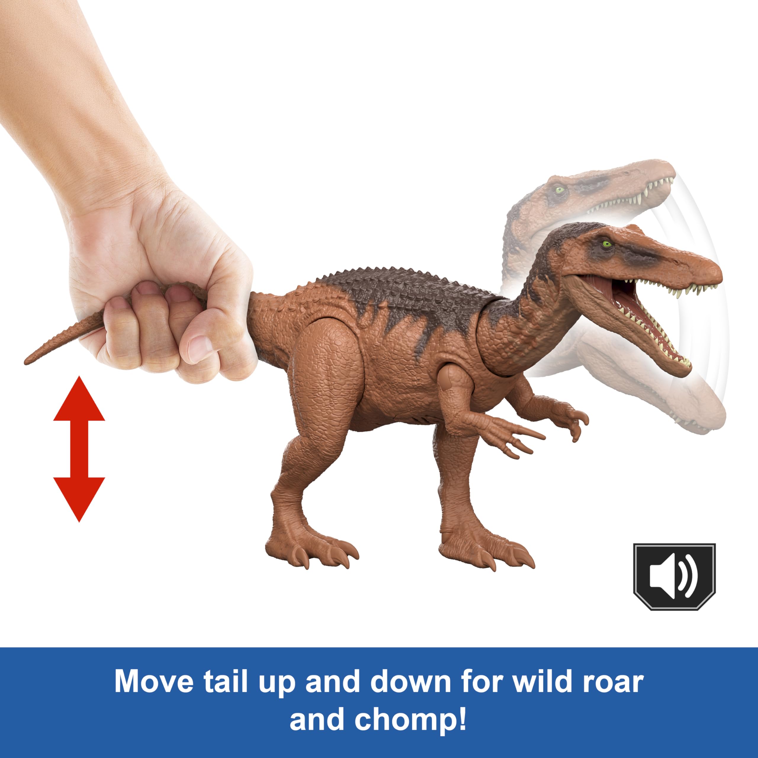 Mattel Jurassic World Rebirth Wild Roar Baryonyx Dinosaur Toy with Tail-Controlled Chomp Multi-Direction Attack & Sound, Posable & Digital Play