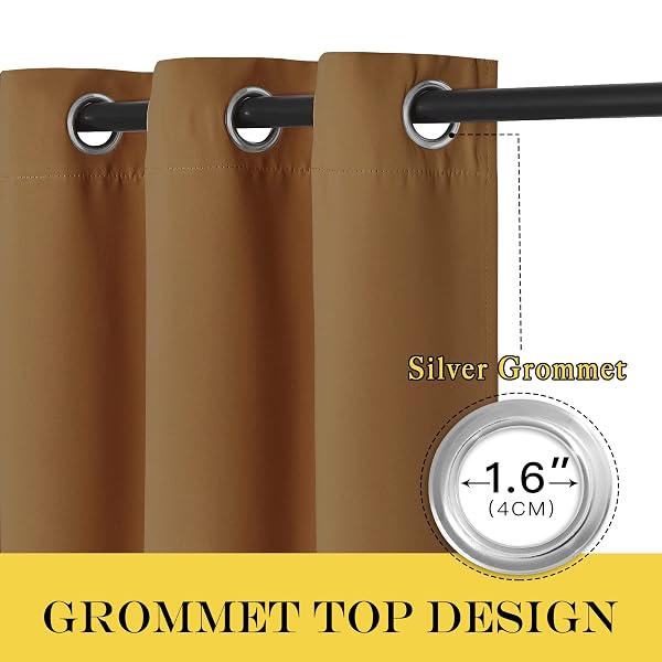 NICETOWN SLIDING DOOR CURTAIN 108 INCHES LONG – BLACKOUT THERMAL INSULATED GROMMET ROOM DIVIDER PRIVACY DRAPE FOR PATIO GLASS DOOR, 1 PANEL, GOLD BROWN, 100 INCH EXTRA WIDE
