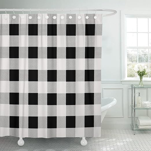 Amazon Com Emvency Shower Curtain Buffalo Black And White